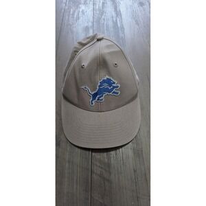 NFL Team Apparel Detroit Lions Khaki Tan Adjustable Hat W/ Blue Logo- One Size